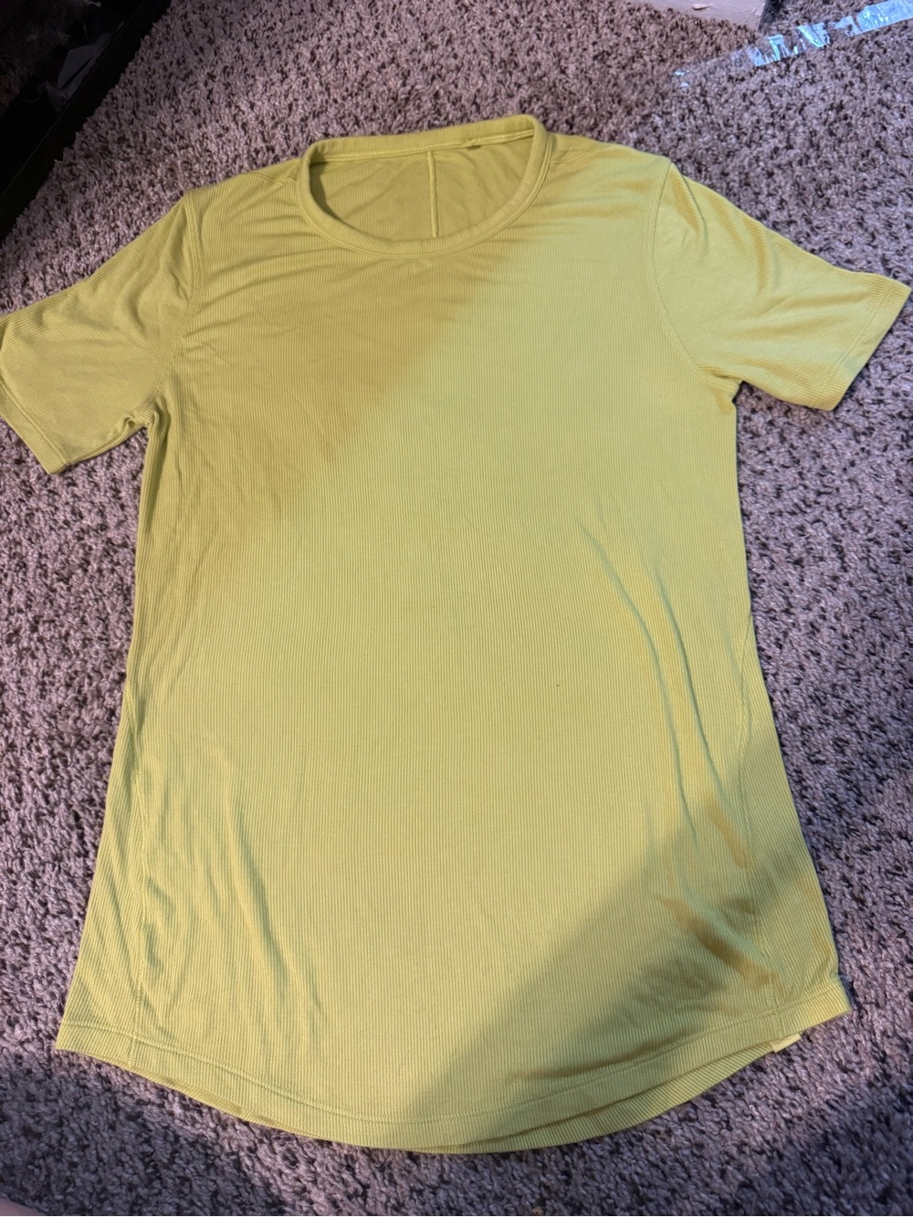 Lululemon Yellow Green Ribbed Short Sleeve Athletic Top Estimated Size 4